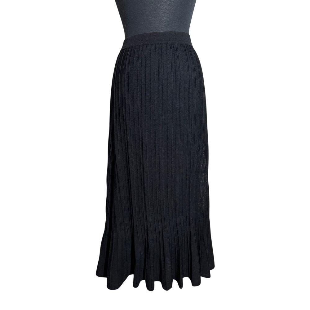 Exclusively Misook Black Knit Drop Waist Pleated Midi Skirt XL Wrinkle Resistant